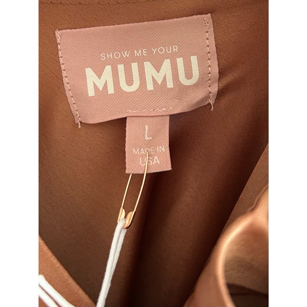 Show Me Your Mumu Jasmine Halter Maxi Dress in Copper Luxe Satin L NWT - Picture 7 of 10